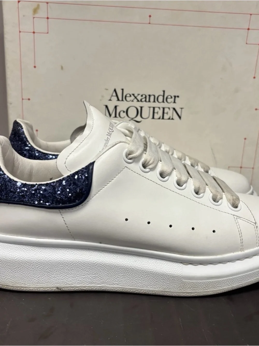 alexander mcqueen sneakers navy glitter sz 40
